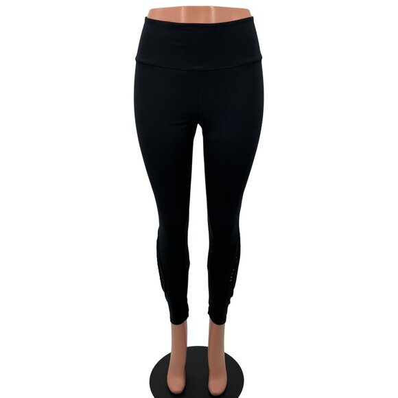 NWOT Free People Black Slit Weave High Waist Athletic Leggings | Athleisure M - Picture 13 of 16